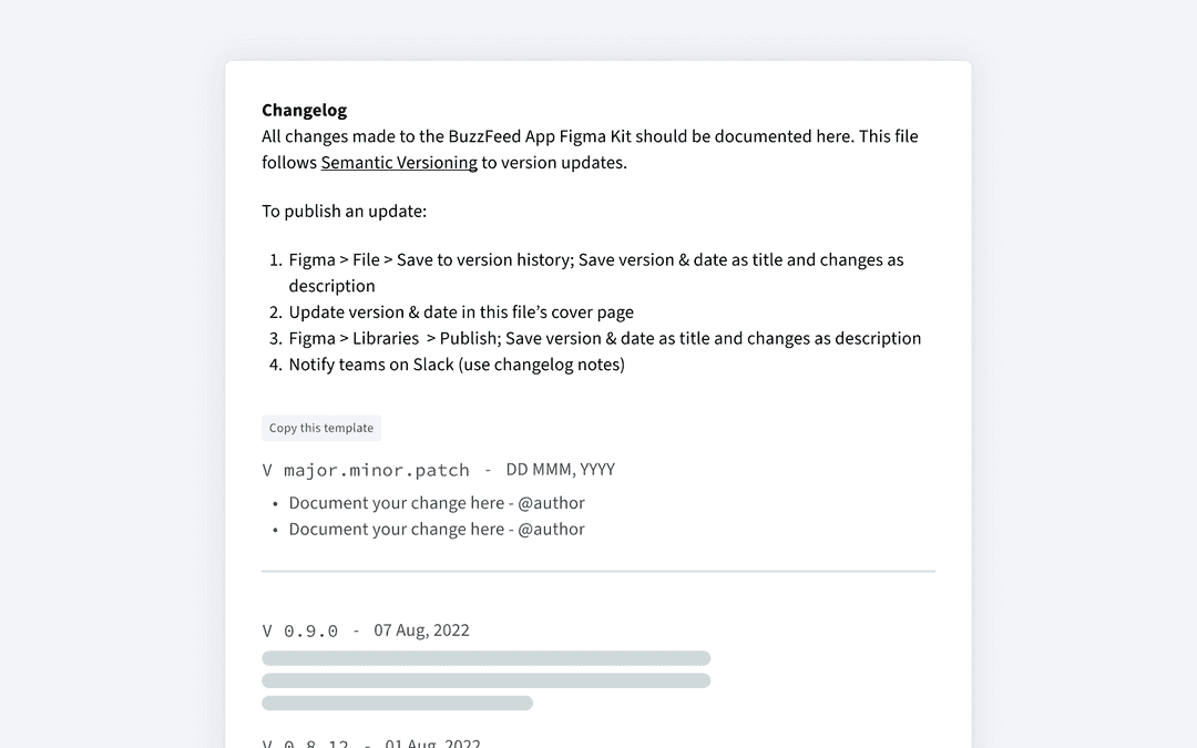 buzzfeed app design system - Iterative implementation library release cadence changelog